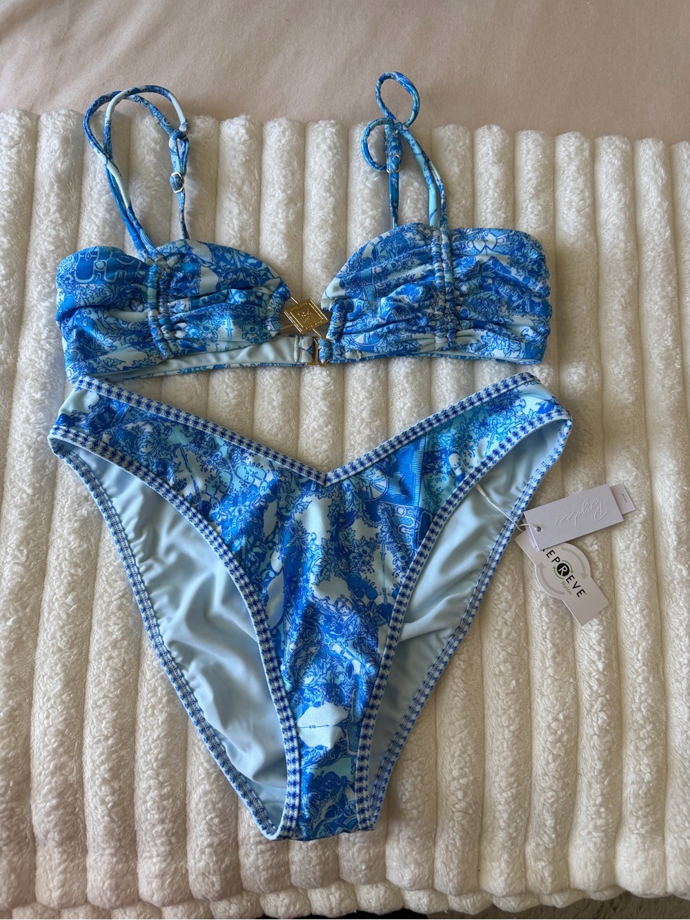 NWT Bydee Panama Blue Printed Two-Piece Bikini Set